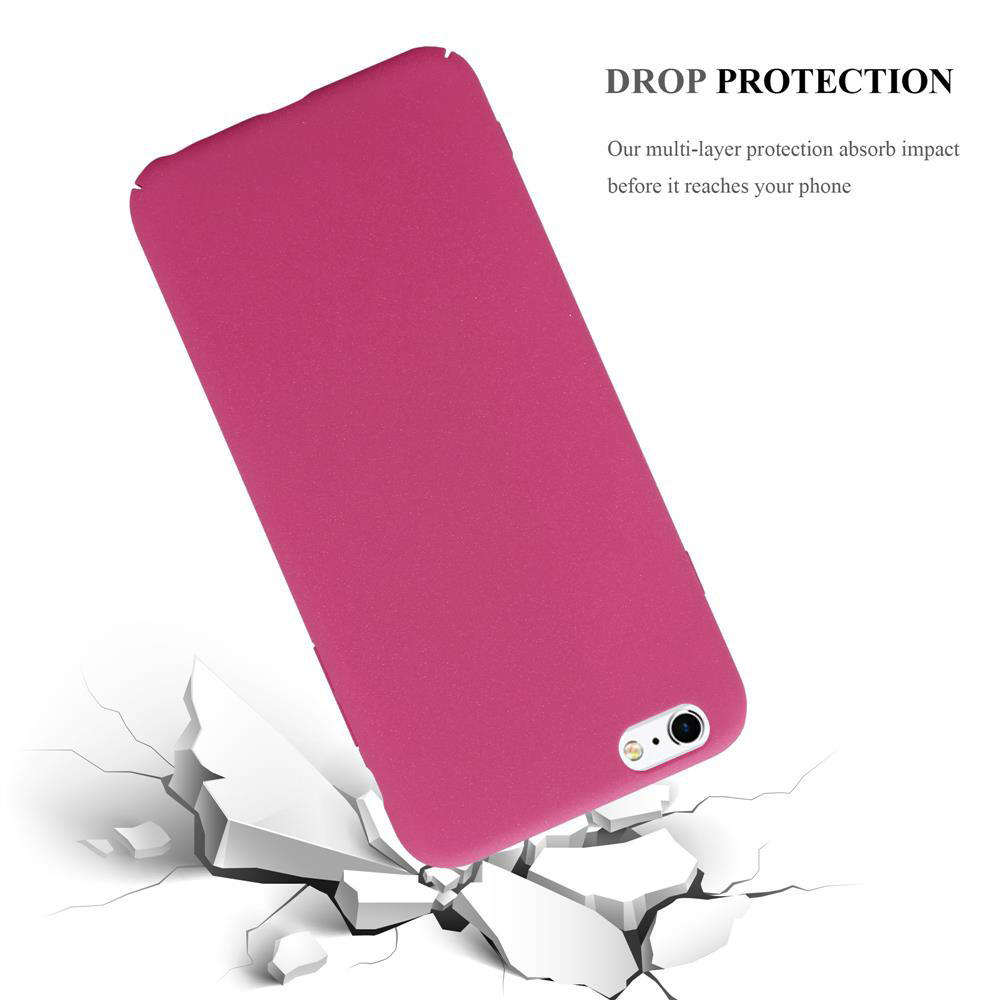 Custodia per telefono rosa con protezione dalle cadute. La custodia sta cadendo.