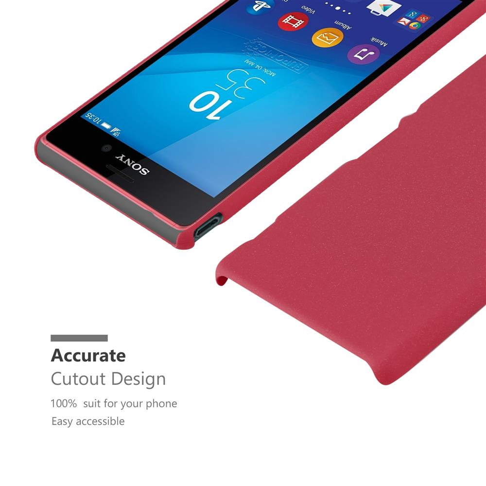 Una funda roja para teléfono junto a un teléfono negro. La funda está abierta y el teléfono muestra su pantalla.