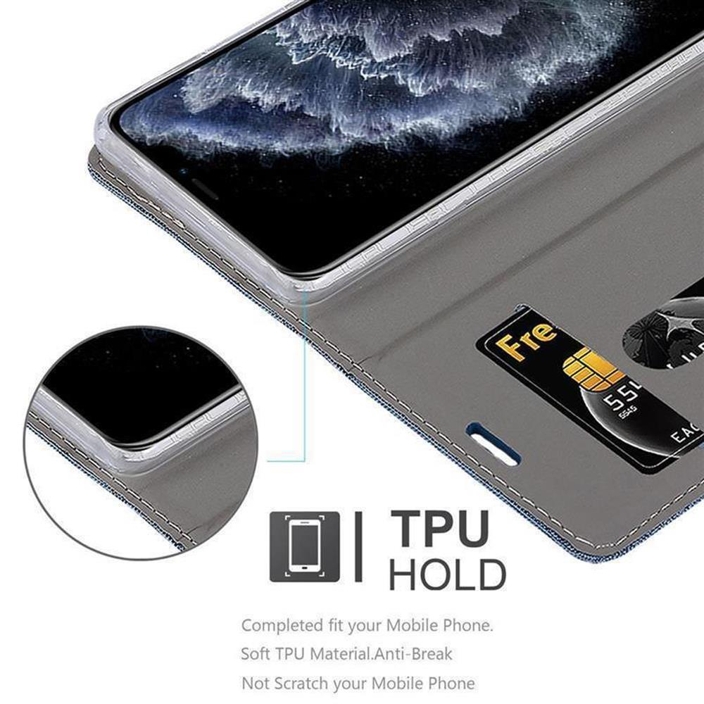 Una custodia per telefono con carta di credito ed etichetta TPU HOLD. Schermo visibile.
