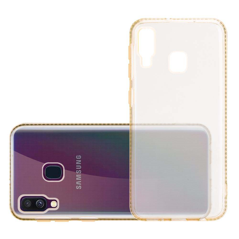 Transparente Handyhülle und Telefon. Das Telefon hat eine dunkle Rückseite, die Hülle ist dünn.