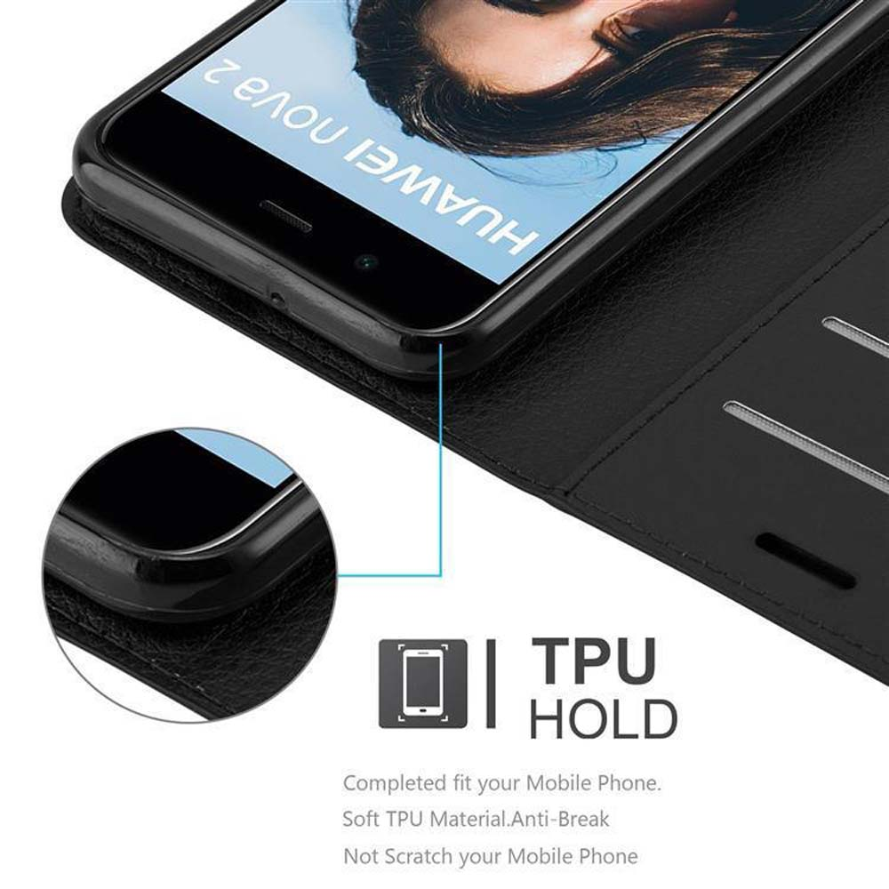 Custodia nera per telefono con telefono. Testo: TPU HOLD. Dettaglio: telefono nella custodia.