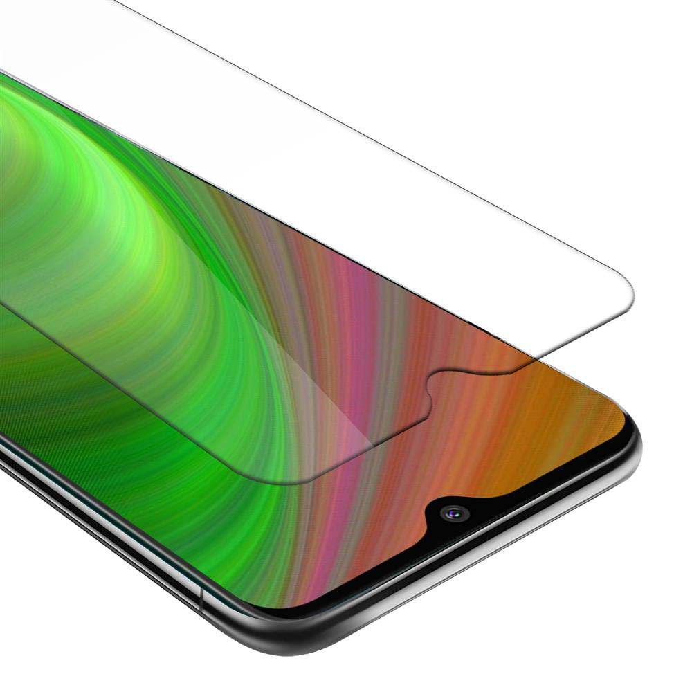 Primo piano di uno schermo del telefono con sfondo colorato e protezione schermo trasparente.