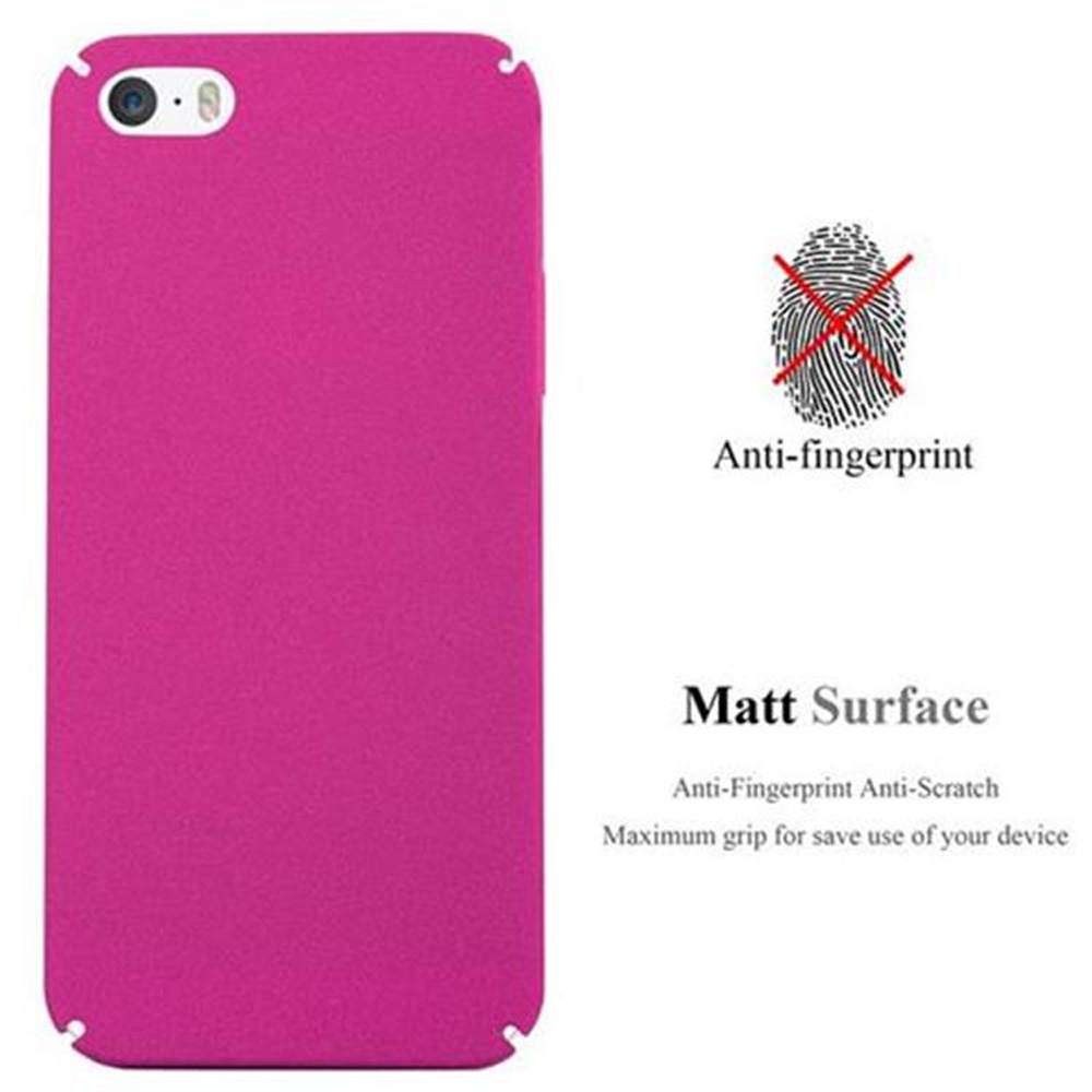Funda rosa para teléfono. La funda tiene una superficie lisa. El fondo es blanco.