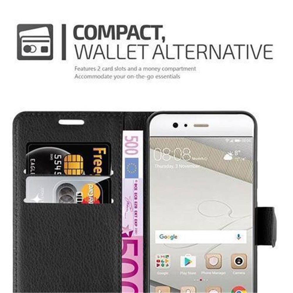 Telefono in custodia a portafoglio, che mostra carte di credito e denaro, con schermata Google.