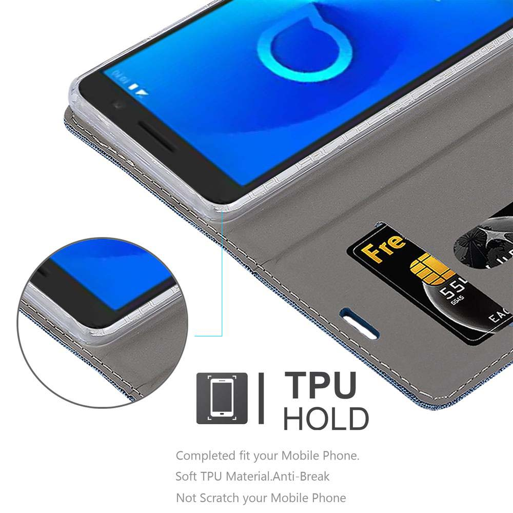 Custodia con telefono, carte di credito e testo 'TPU HOLD'.