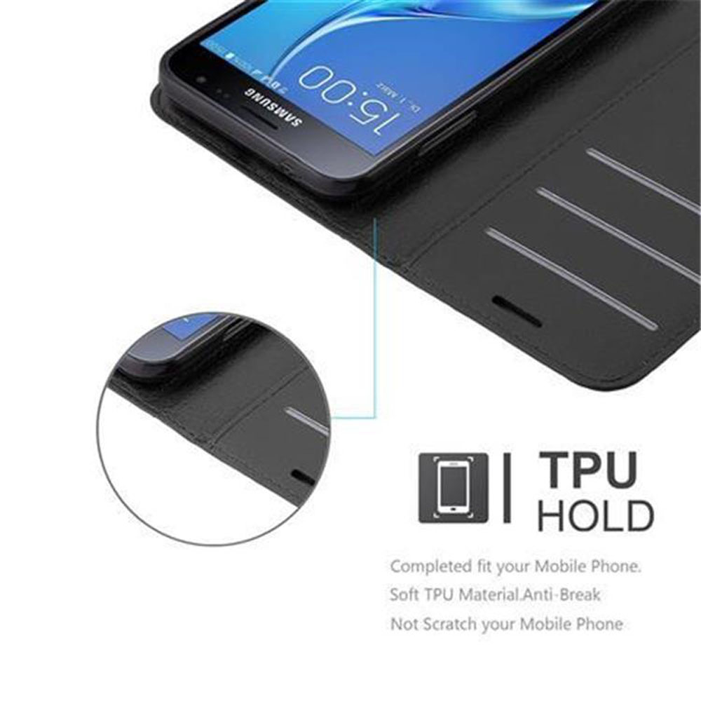 Ein Smartphone in einer schwarzen TPU-Hülle, wobei der Bildschirm sichtbar ist.