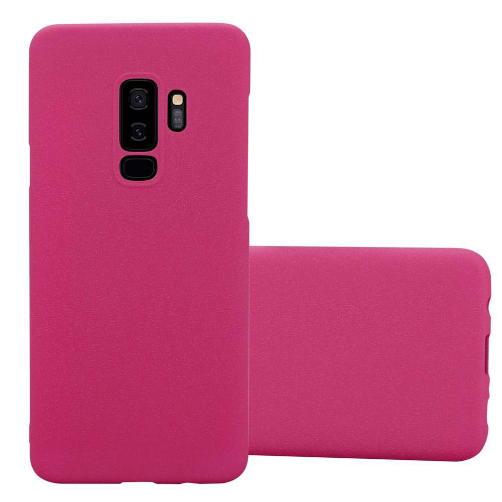 Custodia per telefono rosa. Due custodie, una rivolta verso il retro, l'altra verso il fronte.