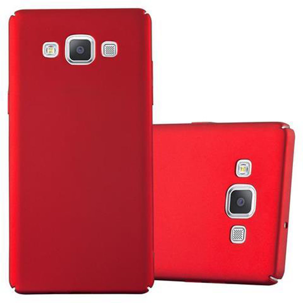 Dos fundas rojas para teléfono. Una vertical y otra tumbada. Ambas tienen recortes para cámara.