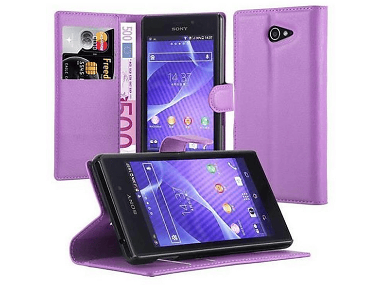 Custodia Cadorabo Libro Per Sony Xperia M2 / M2 Aqua – Nero Cometa – Con Funzione Stand E Chiusura Magnetica – Stile Portafoglio