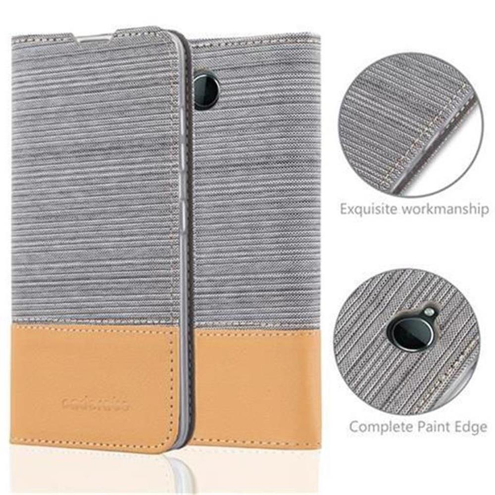Funda gris y marrón, dividida en dos colores, con vista detallada.