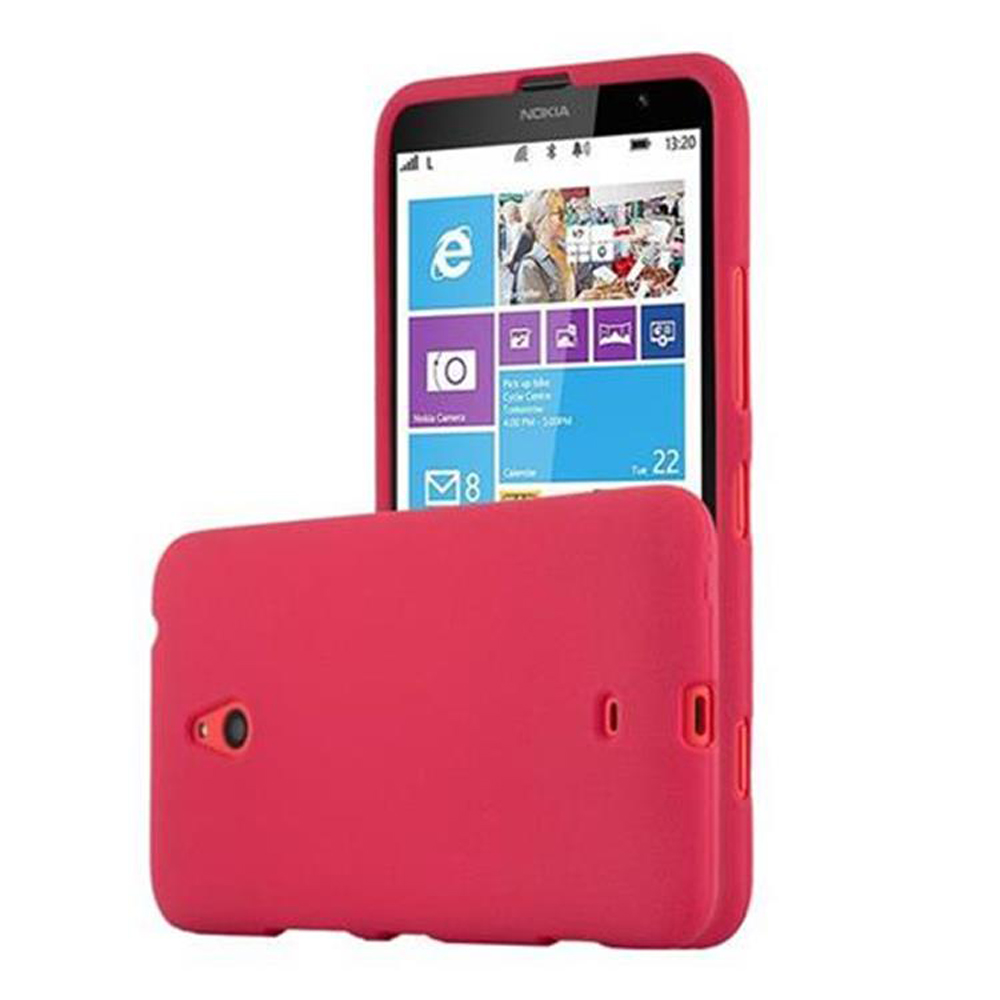 Un telefono Nokia e una custodia rossa, una sullo schermo e una dietro il telefono.