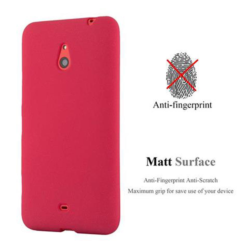 Custodia rossa per telefono con testo anti-impronta e superficie opaca.