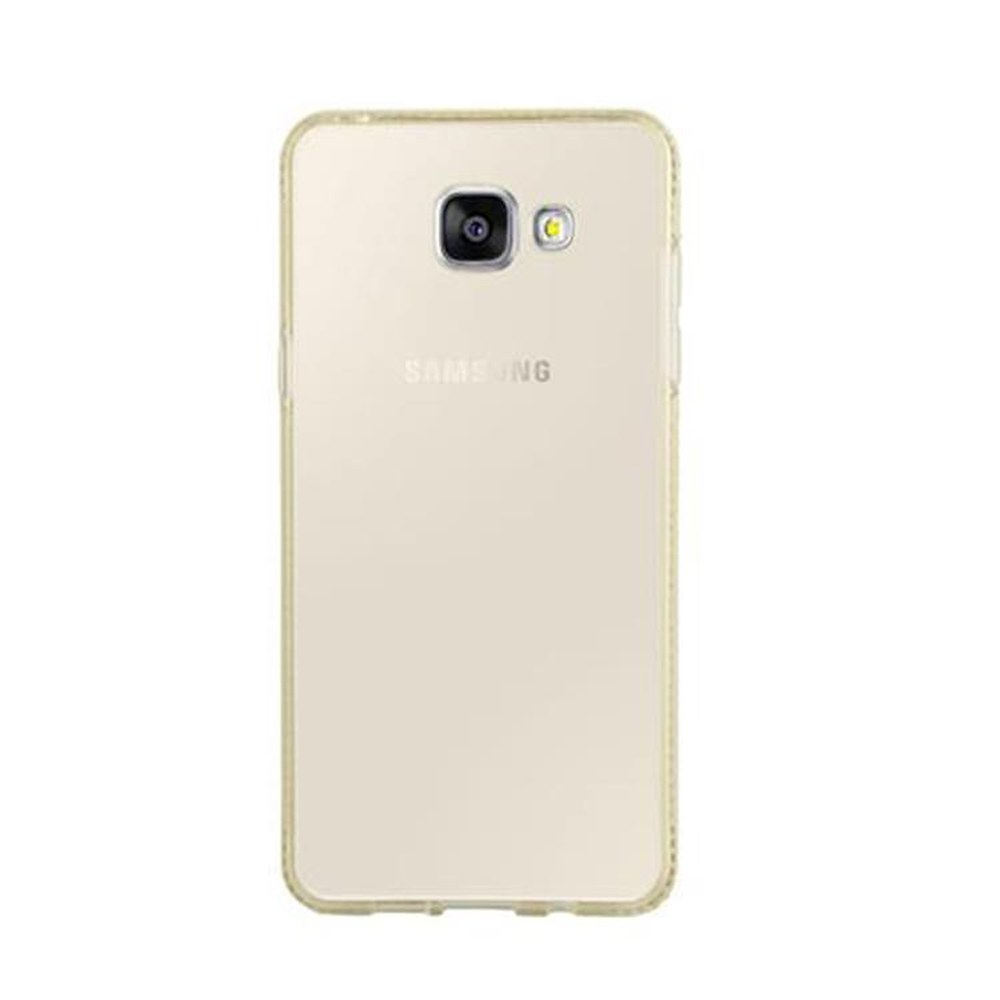 Un telefono con una custodia trasparente. Il telefono ha una fotocamera e un flash. La custodia è trasparente.