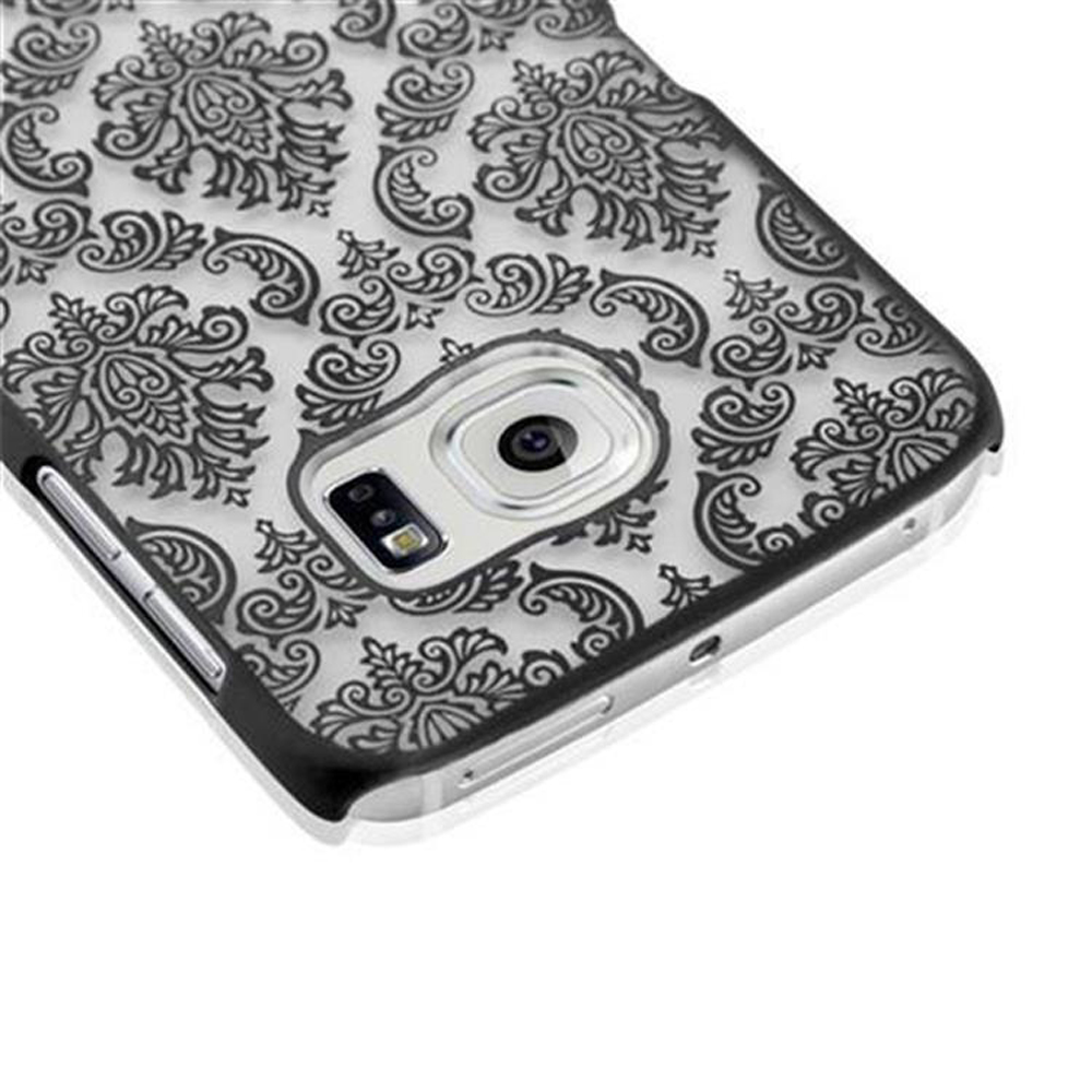 Handyhülle mit floralem Design. Zeigt die Rückseite eines Telefons mit dekorativer Hülle.