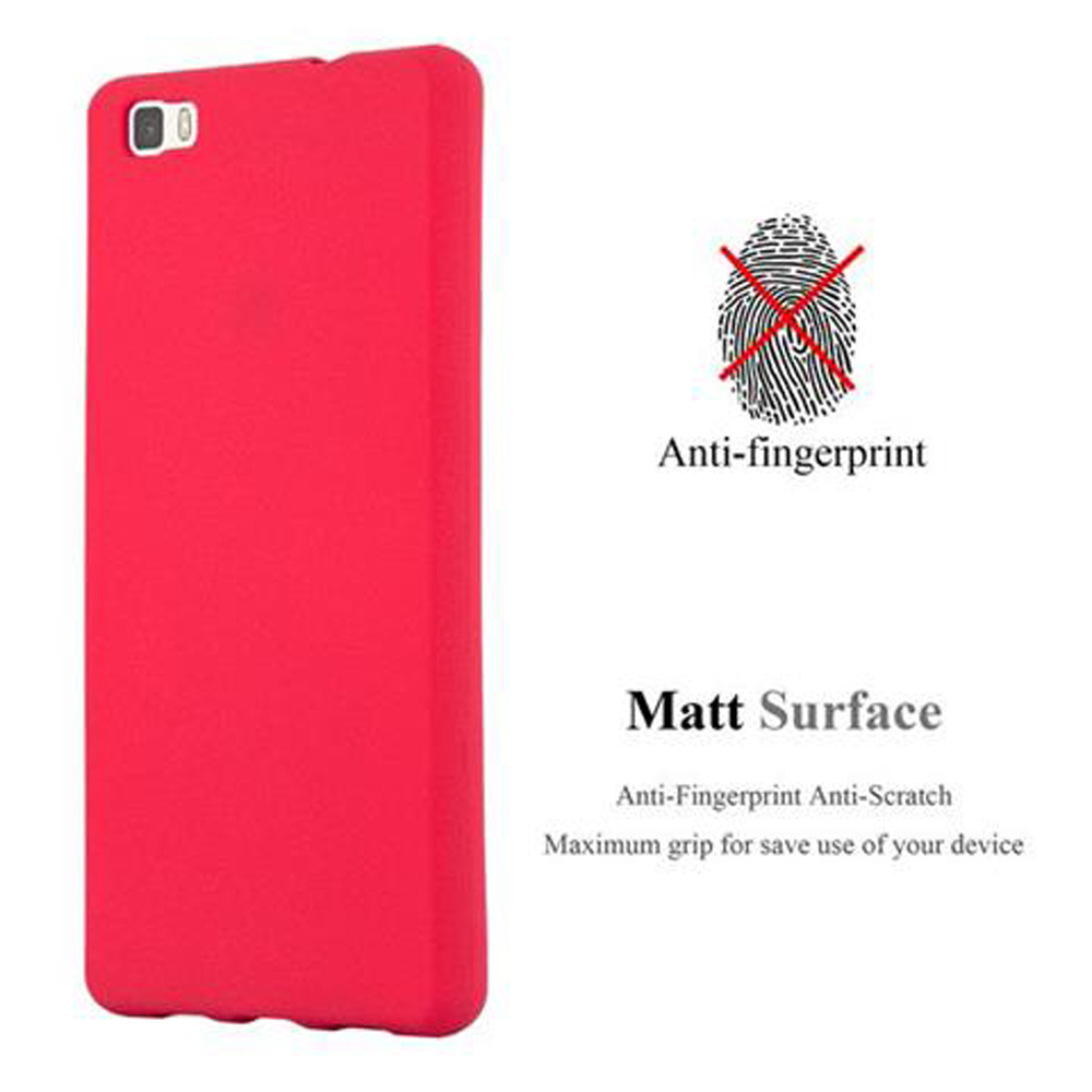 Una custodia rossa per telefono con testo anti-impronte e antigraffio.