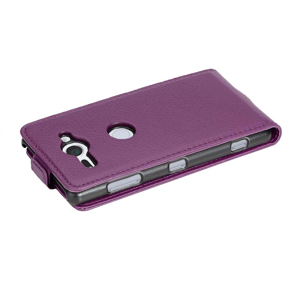 Custodia per telefono viola, che mostra la fotocamera e il layout del telefono.