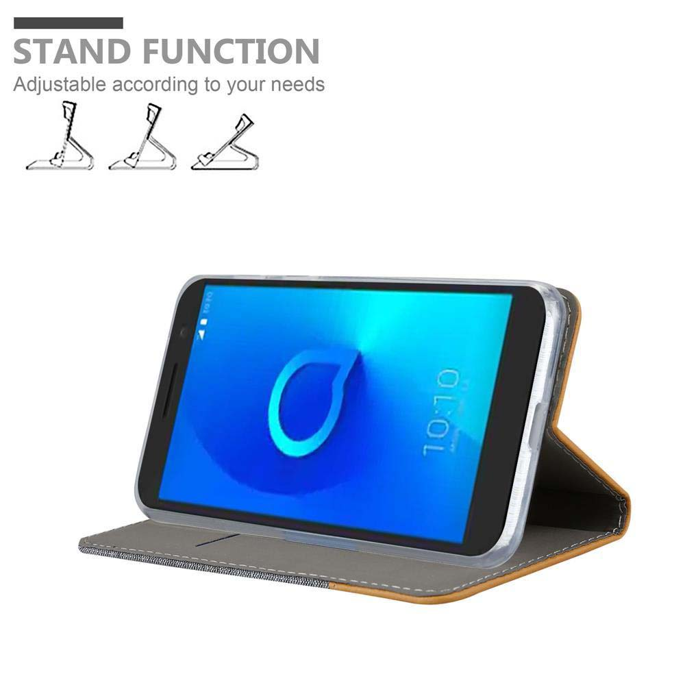 Un telefono è appoggiato in una custodia. Il testo dice 'Stand Function'. Vengono mostrate illustrazioni della funzione di supporto.