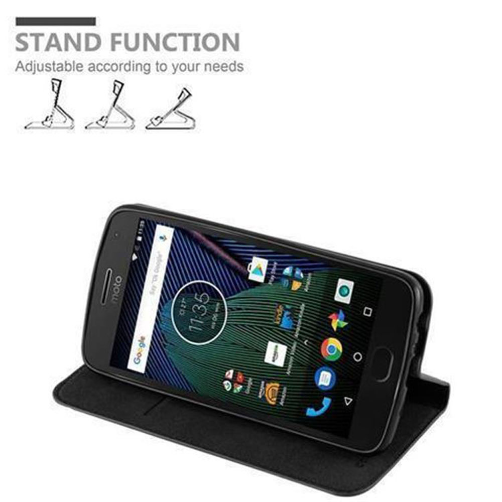 Un telefono in una custodia è mostrato, supportato da un supporto. Il testo indica la funzione del supporto.