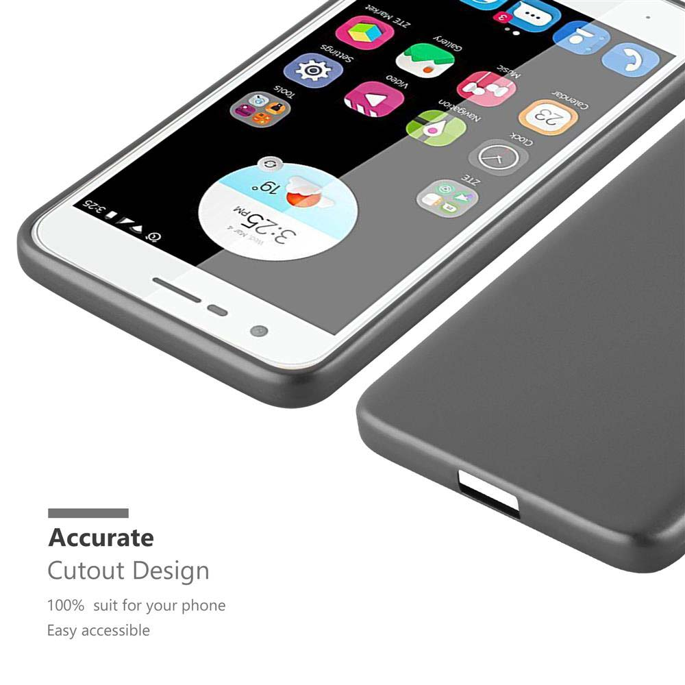 Smartphone mit Hülle und sichtbarem Startbildschirm. Auf der rechten Seite ist eine graue Hülle.