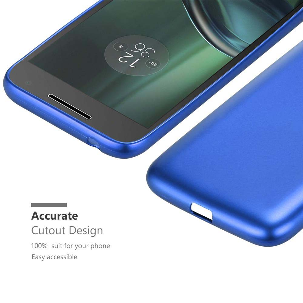 Un primer plano de una funda de teléfono azul, centrado en los bordes y la pantalla del teléfono, con un diseño de corte preciso.