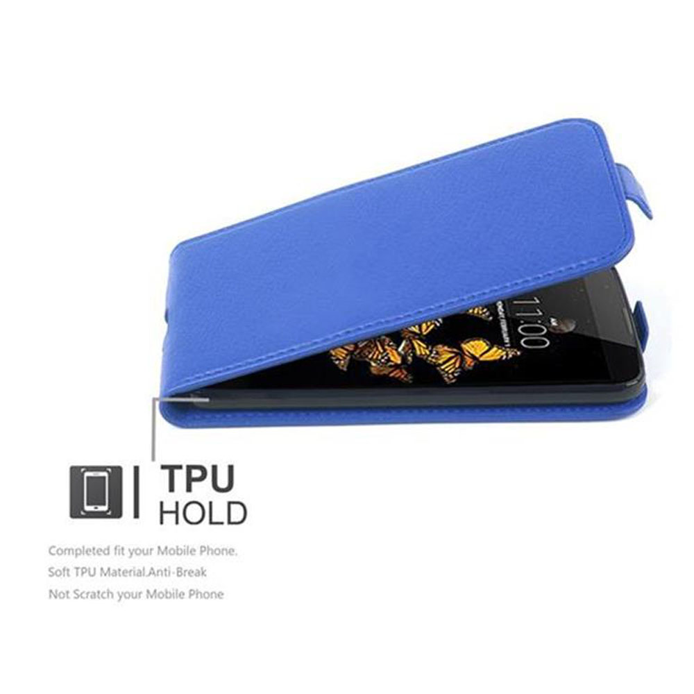 Custodia per telefono blu con telefono all'interno. Testo: TPU HOLD, Adattamento completo per il tuo cellulare.