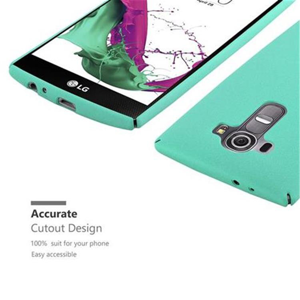 Teléfono con funda verde. La funda está abierta.