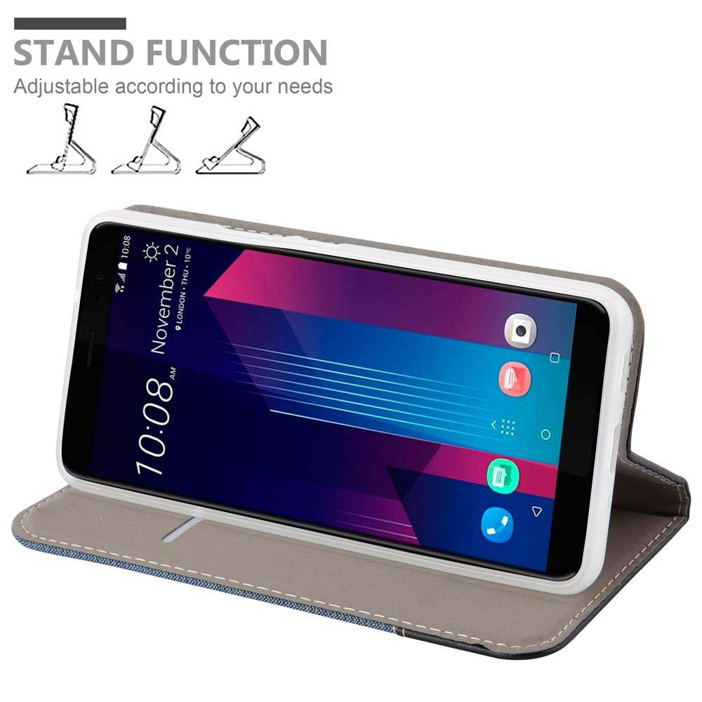 Telefono in custodia, grafica funzione supporto. Ora 10:08, 2 novembre. Schermo blu e bianco.