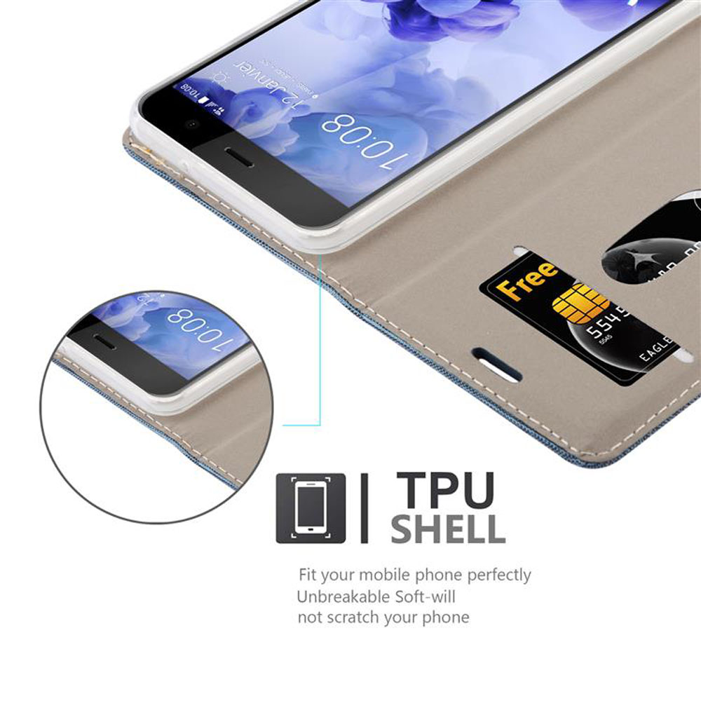 Custodia per telefono con slot per schede e un telefono. Testo: TPU SHELL. Adattamento perfetto, infrangibile.