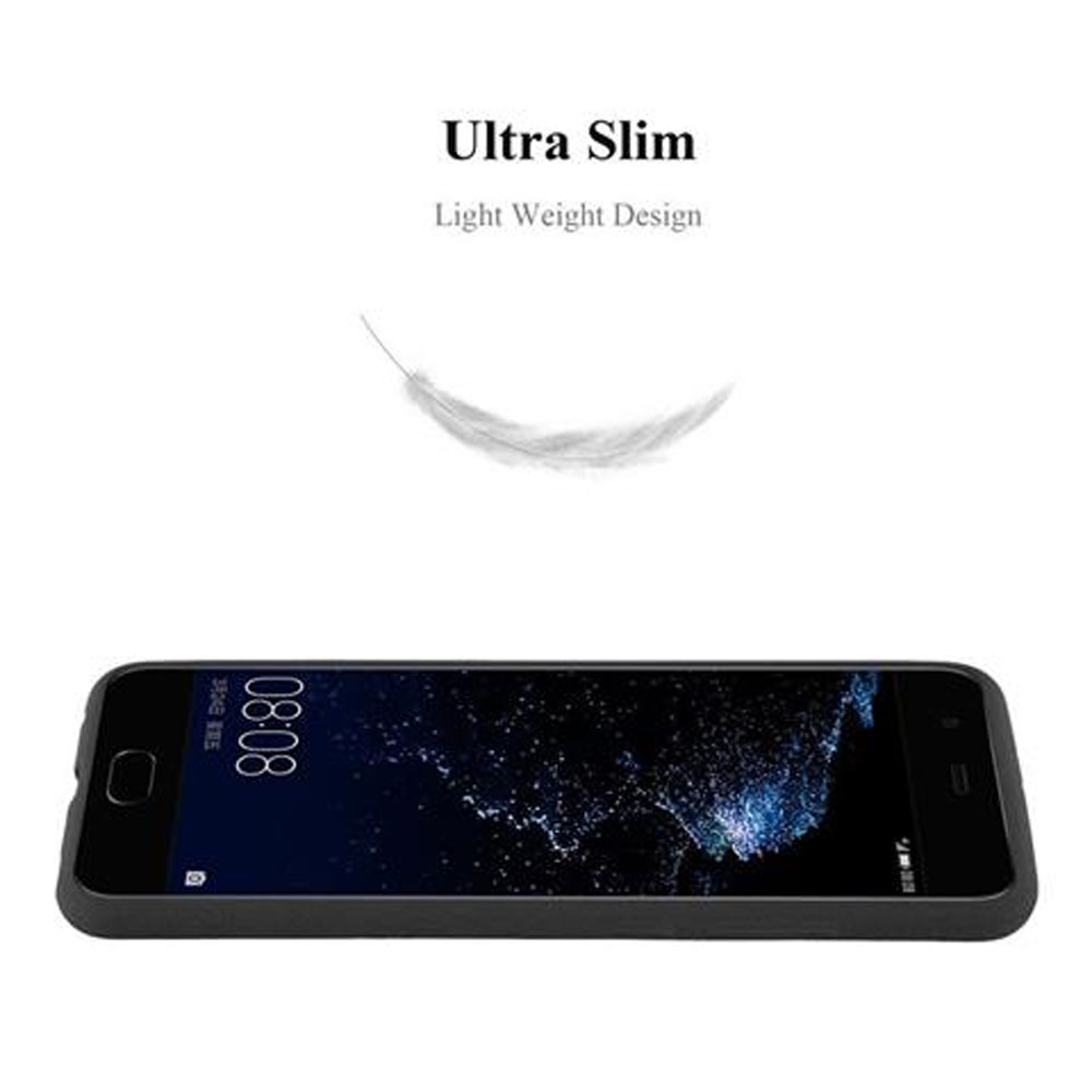 Un telefono nero con una piuma che fluttua sopra, che mostra un design sottile.