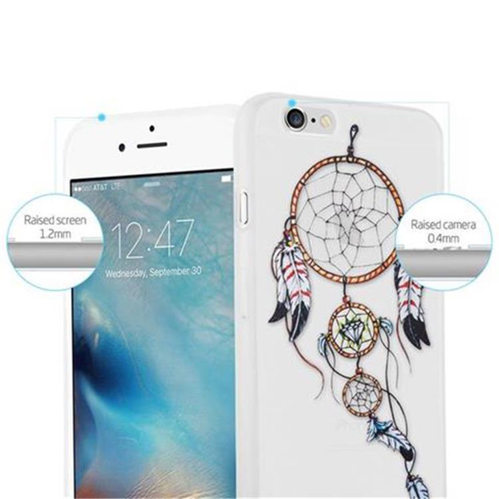 Primo piano di due telefoni, uno con un design acchiappasogni. Vengono evidenziati i dettagli dello schermo e della fotocamera rialzati.