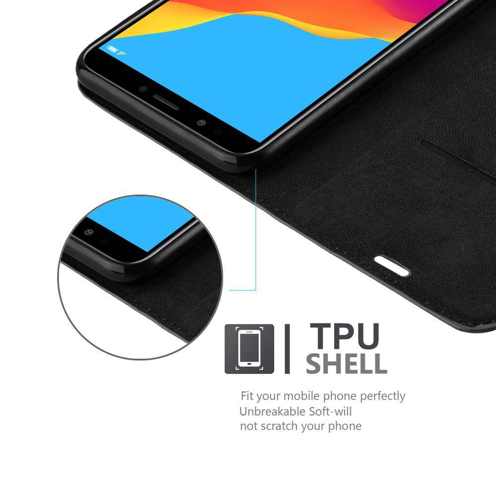 Telefono in una custodia a guscio in TPU nero. La custodia si adatta perfettamente al telefono ed è morbida e infrangibile.