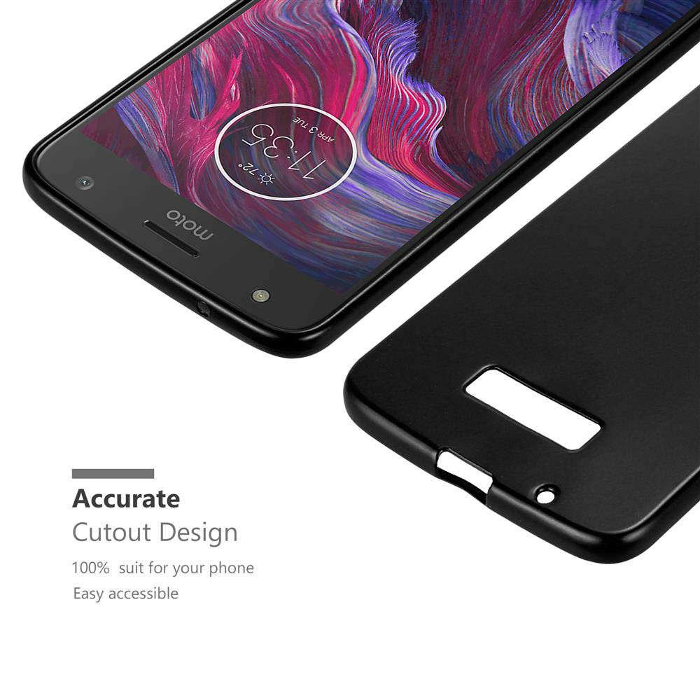 Telefono nero con custodia nera. Testo: Design di ritaglio accurato. Telefono nero su sfondo bianco.