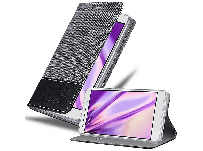 Custodia Libro Portafoglio Cadorabo Per Honor 7 - Grigio/nera Con Chiusura Magnetica, Tasche Per Carte E Funzione Stand