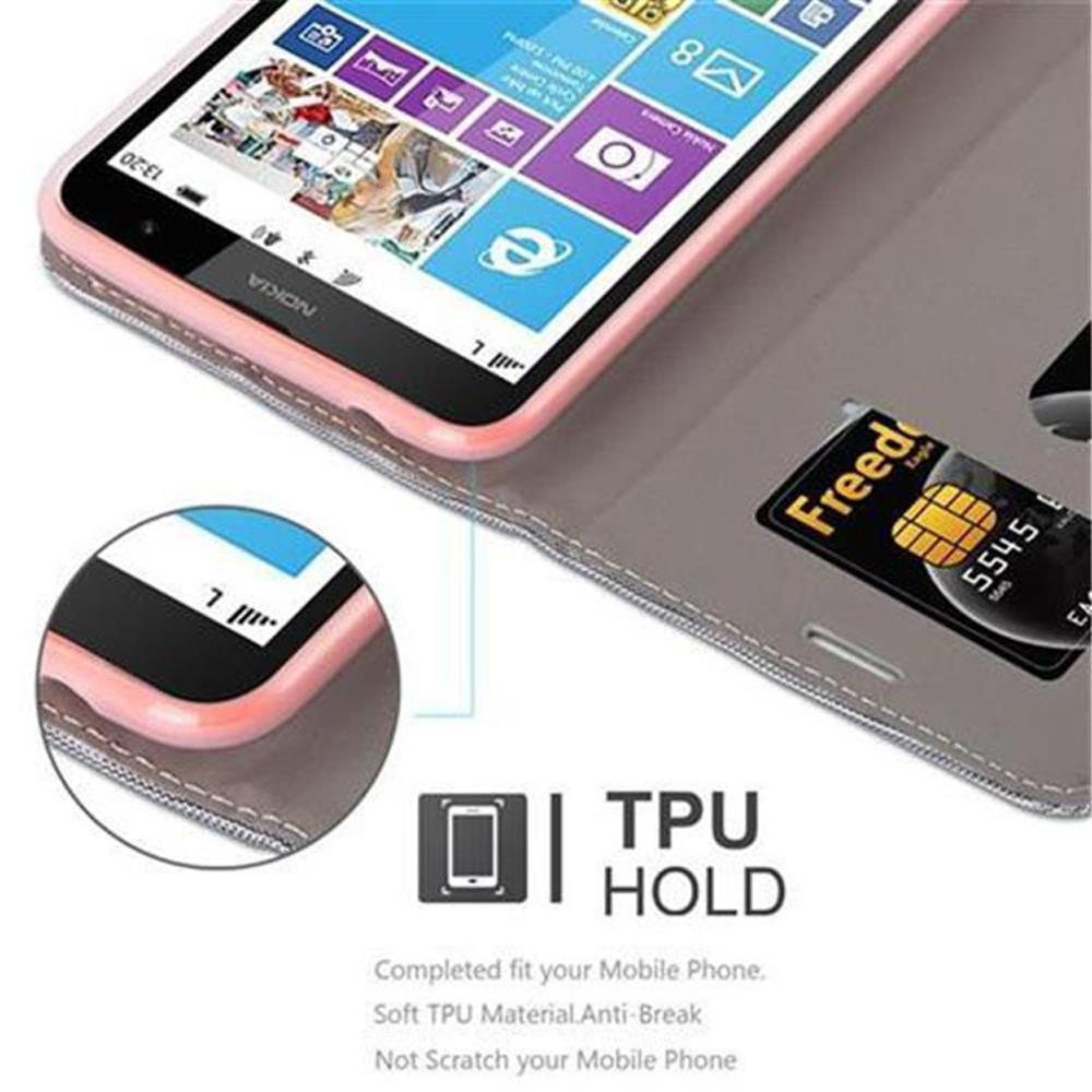 Étui de téléphone avec un téléphone à l'intérieur, ouvert, et affichant l'écran du téléphone et une carte de crédit.