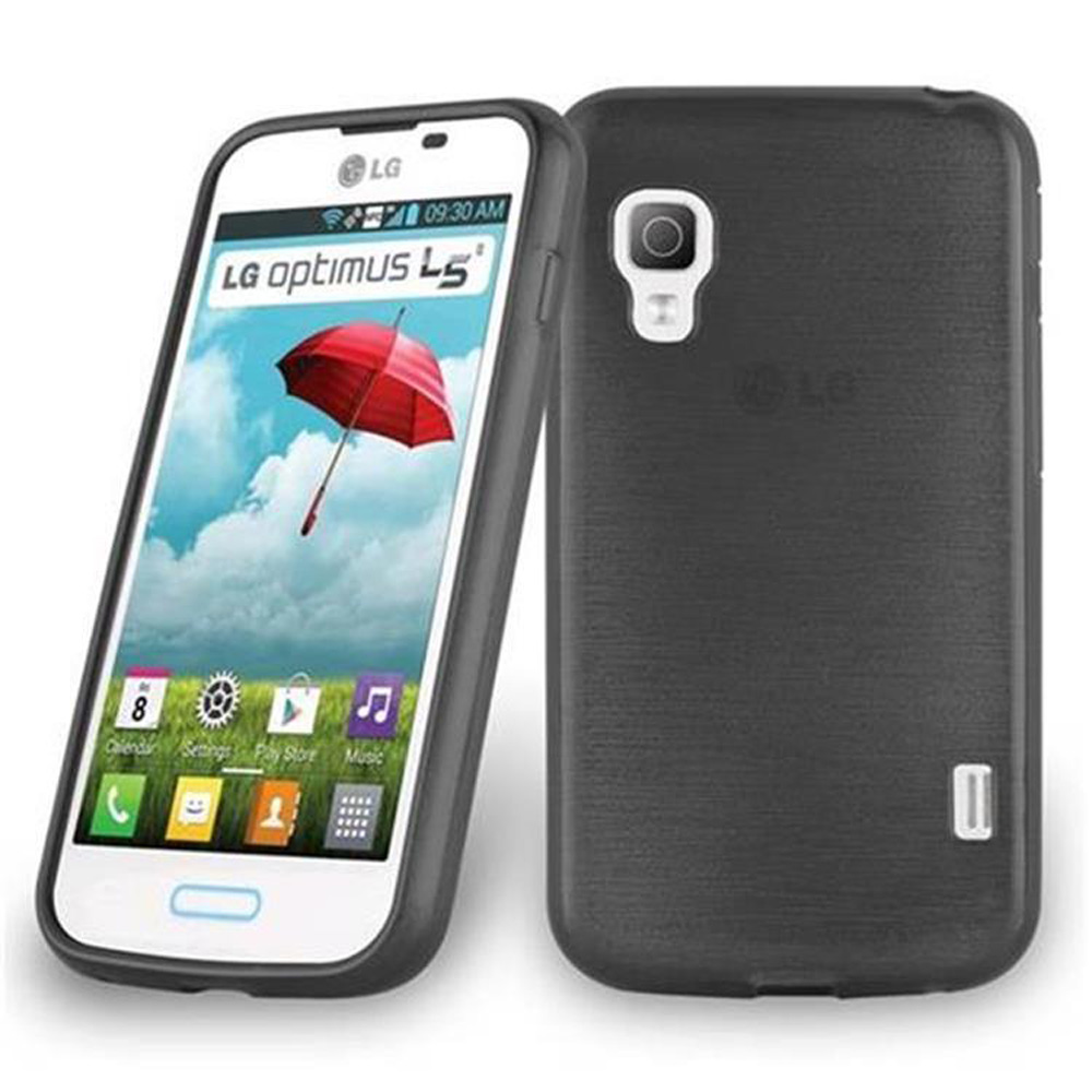 Una funda negra para teléfono y un teléfono. El teléfono está en la funda abierta.