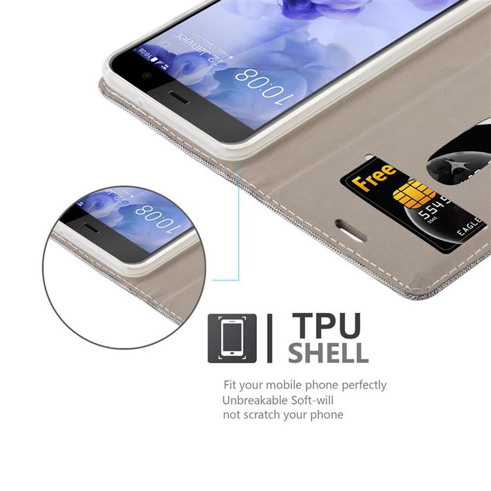 Telefono in una custodia con guscio in TPU, che mostra la cornice del telefono e come si adatta.