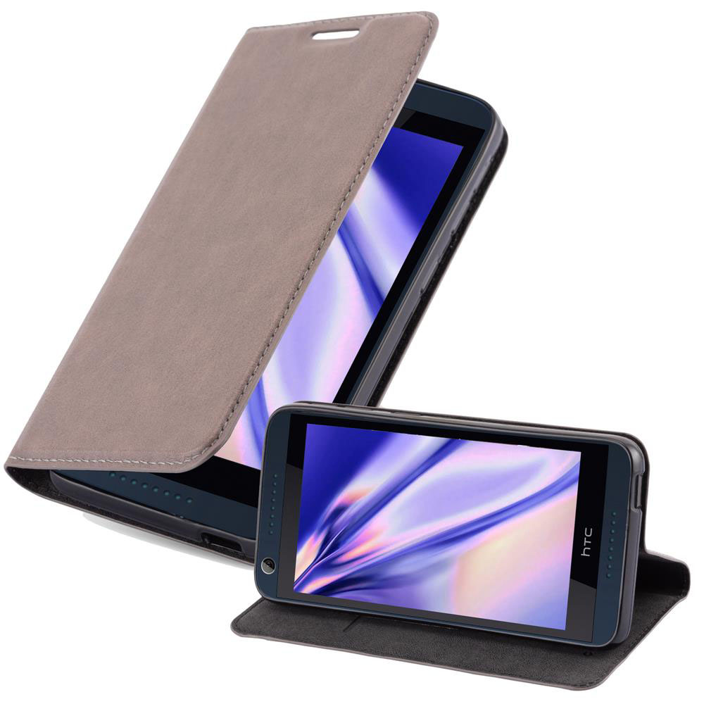 Graue Handyhülle. Telefon ist geöffnet. Der Bildschirm zeigt ein blaues und weißes Bild.
