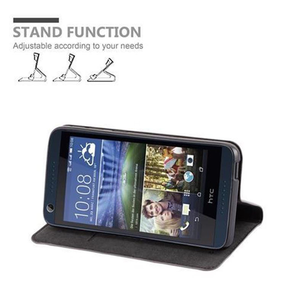 Telefon auf einer Handyhülle im Standmodus. Das Telefon zeigt eine Wetter-App an. Die Hülle ist schwarz.