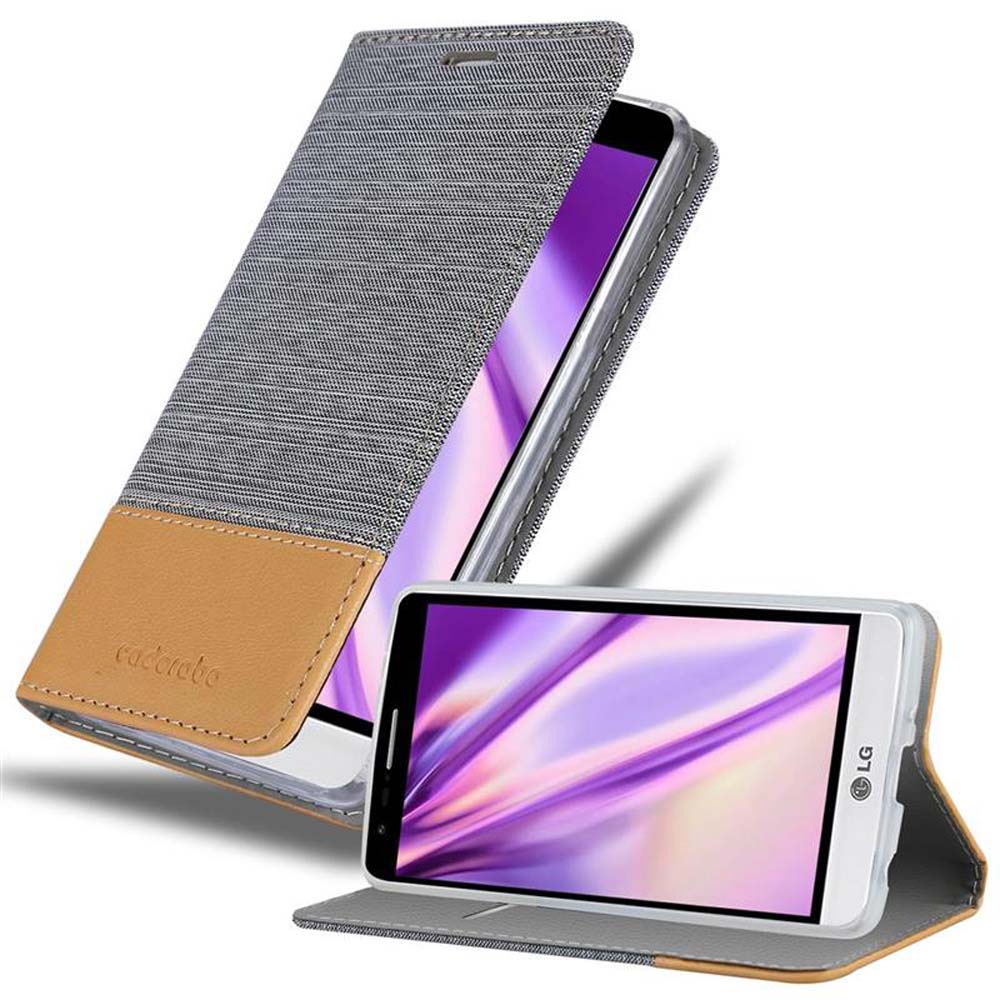 Dos teléfonos en fundas. Uno con la parte superior gris y la inferior marrón. Fondo blanco.