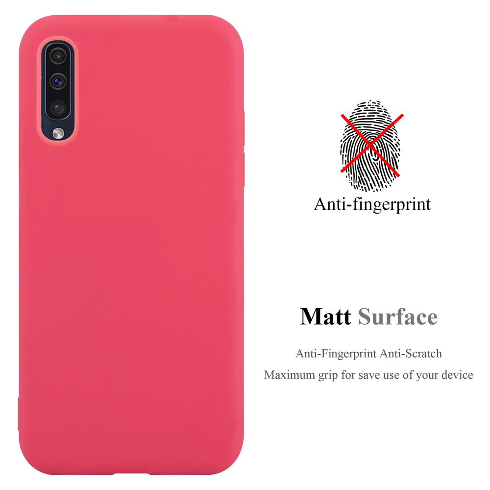 Rosa Handyhülle mit Telefon darin. Anti-Fingerabdruck und matte Oberflächenmerkmale werden hervorgehoben.