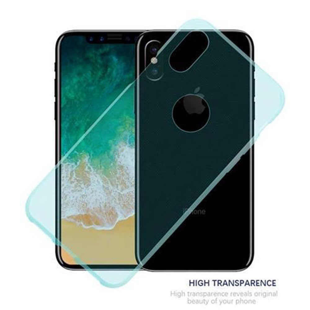 Due telefoni, uno con custodia trasparente. Testo: Alta trasparenza.