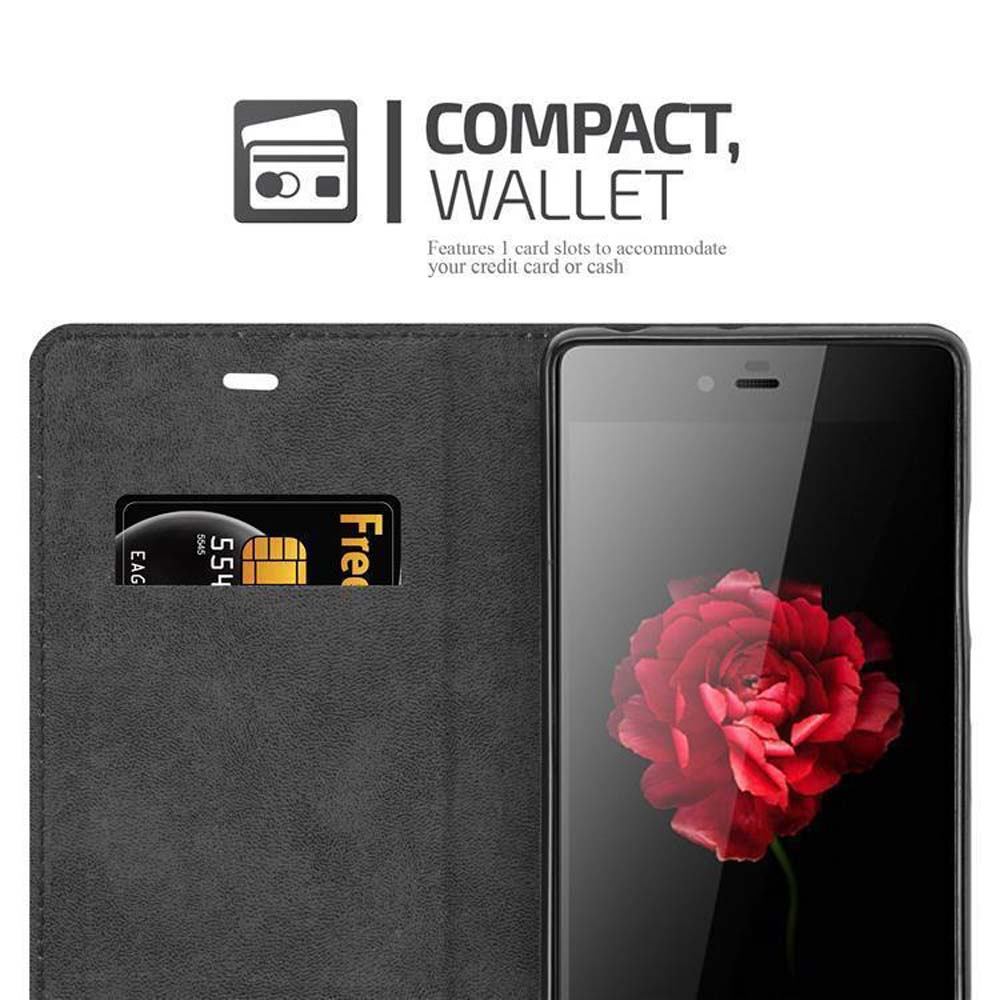 Una custodia per telefono con fessura per carte. Una carta di credito è visibile. Viene visualizzato un design a rosa.
