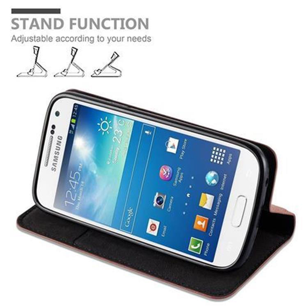 Telefon in Hülle, mit Standfunktion-Grafik. Text: STAND FUNKTION Einstellbar nach Ihren Bedürfnissen.