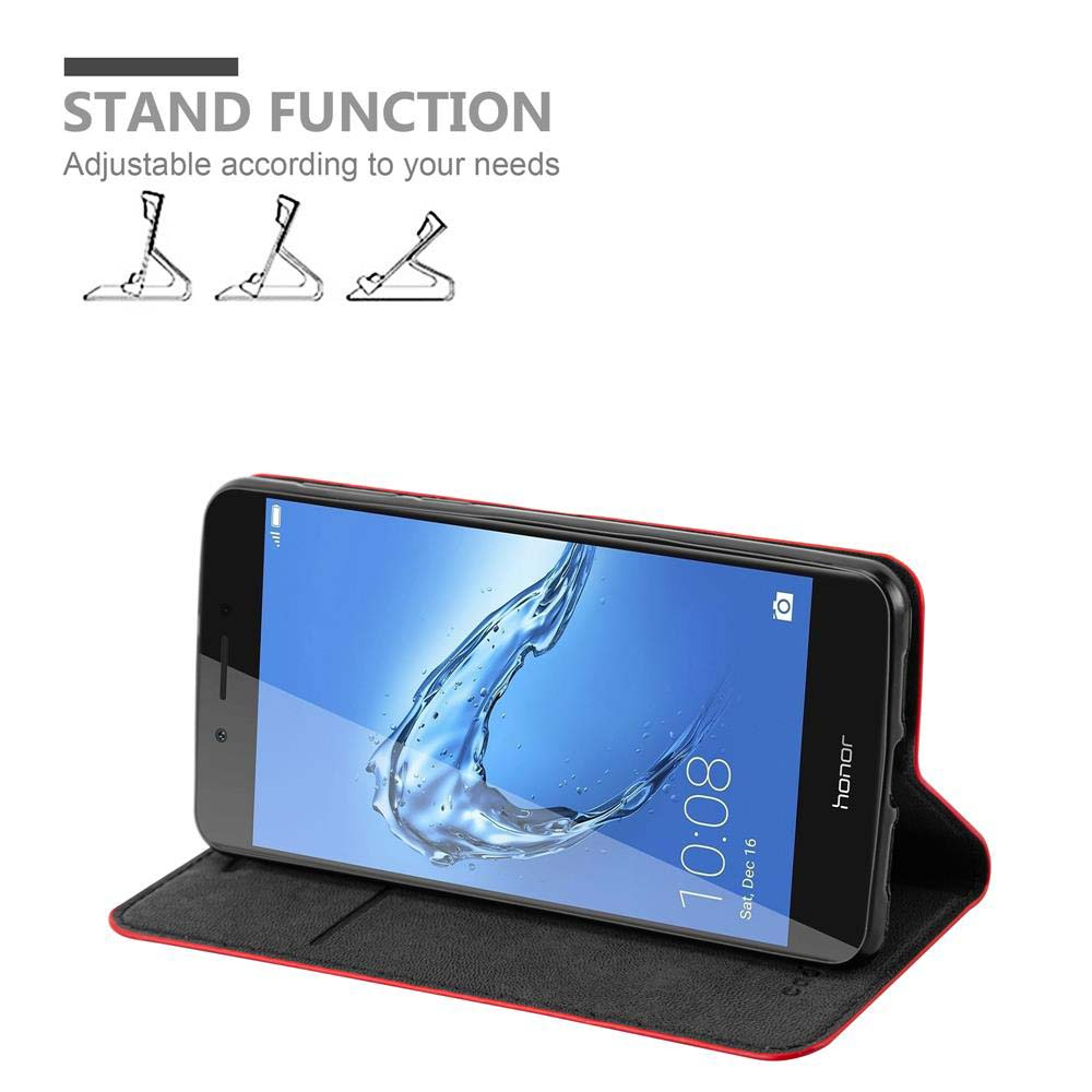 Telefono in custodia aperta, che mostra lo schermo con il testo: 'STAND FUNCTION'.