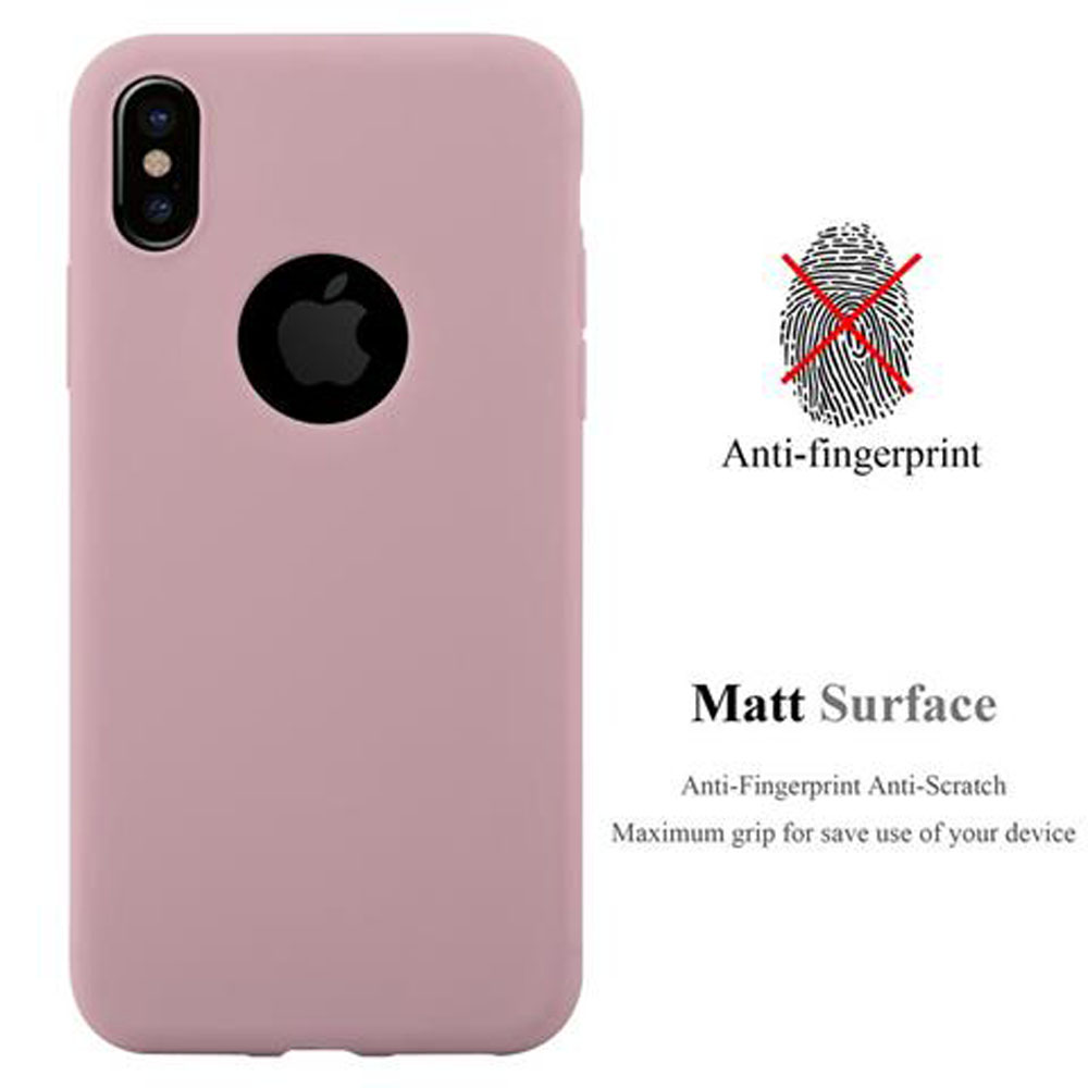 Eine rosa Handyhülle mit Apple-Logo. Daneben ein Fingerabdruck-Symbol mit rotem Kreuz.