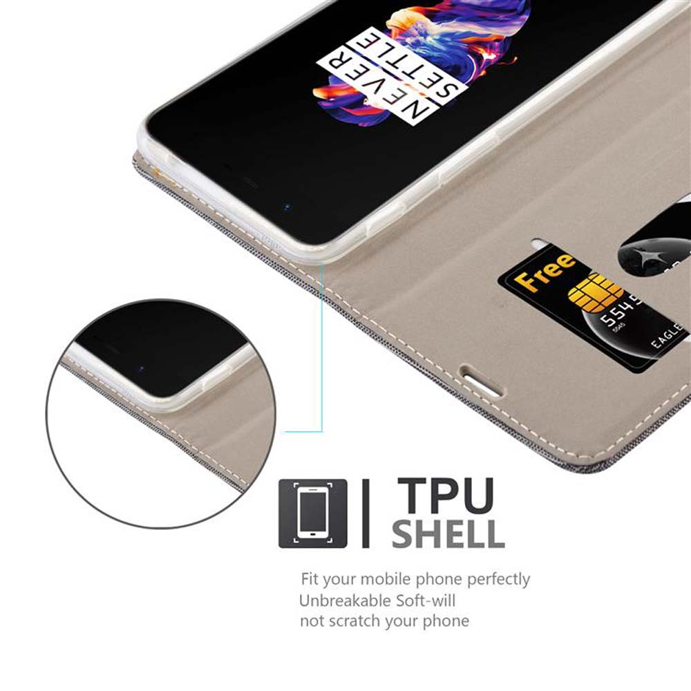 Telefon in grauer Hülle mit Kartenfach. Eine Kreditkarte ist sichtbar. Text: TPU-Schale.