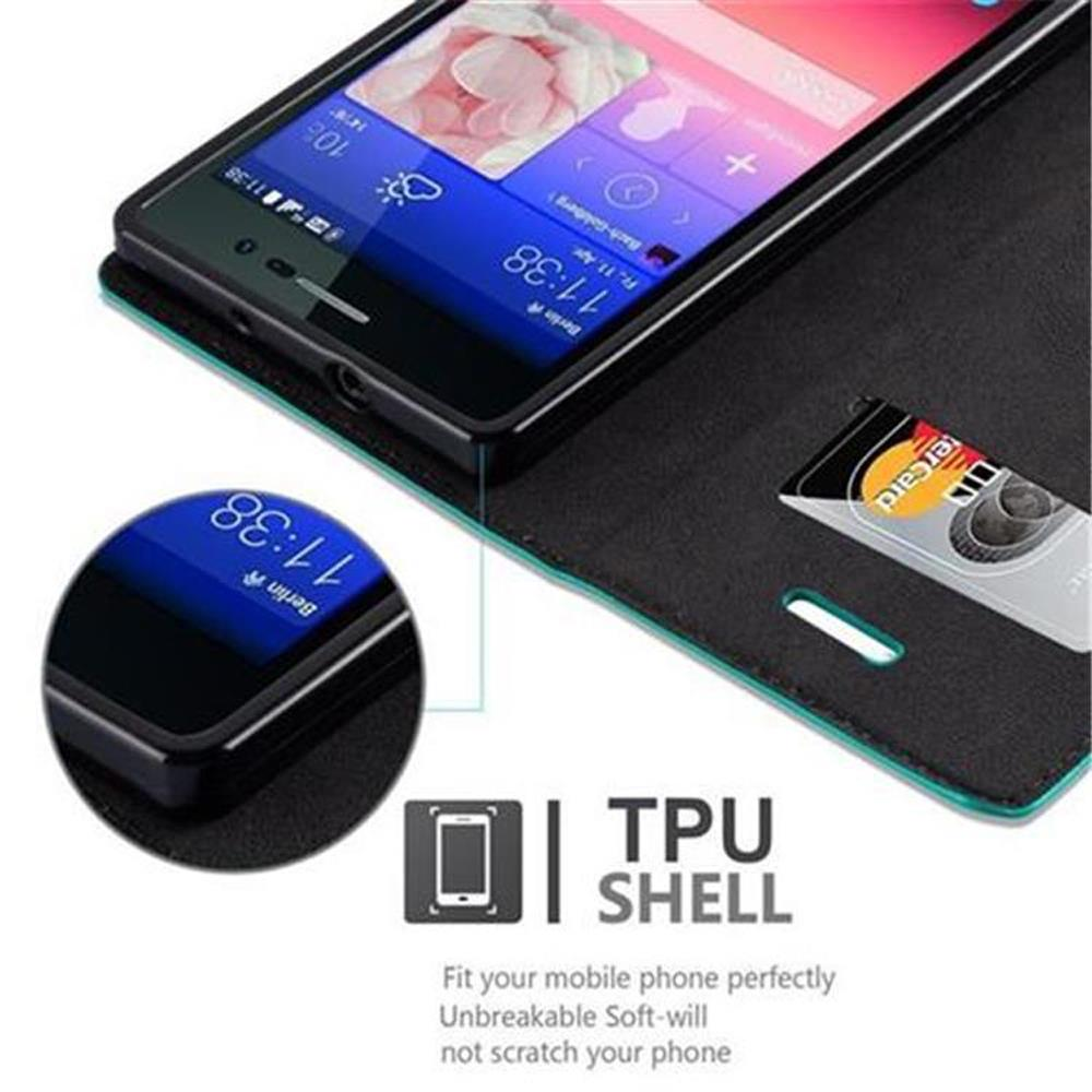 Teléfono en funda con tarjeta. El teléfono muestra las 11:38. La funda es negra y verde.