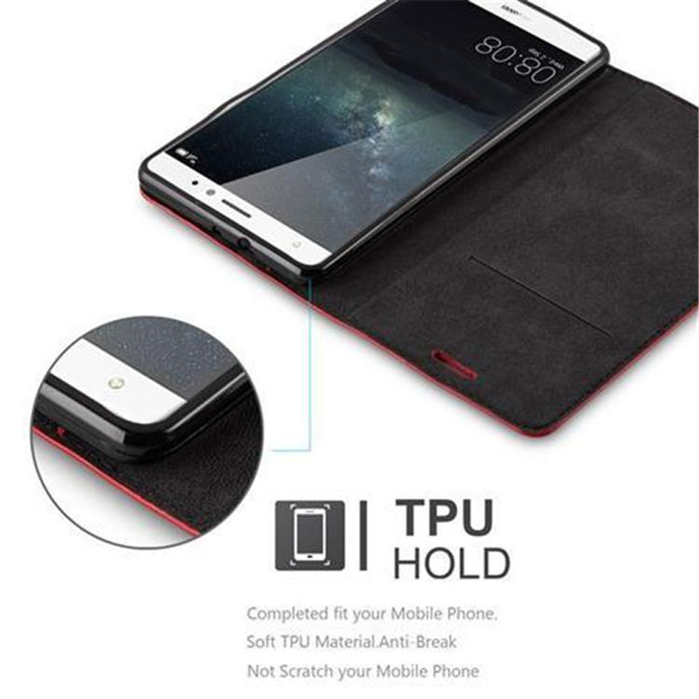 Offene Handyhülle mit Telefon. TPU HOLD Text unten.