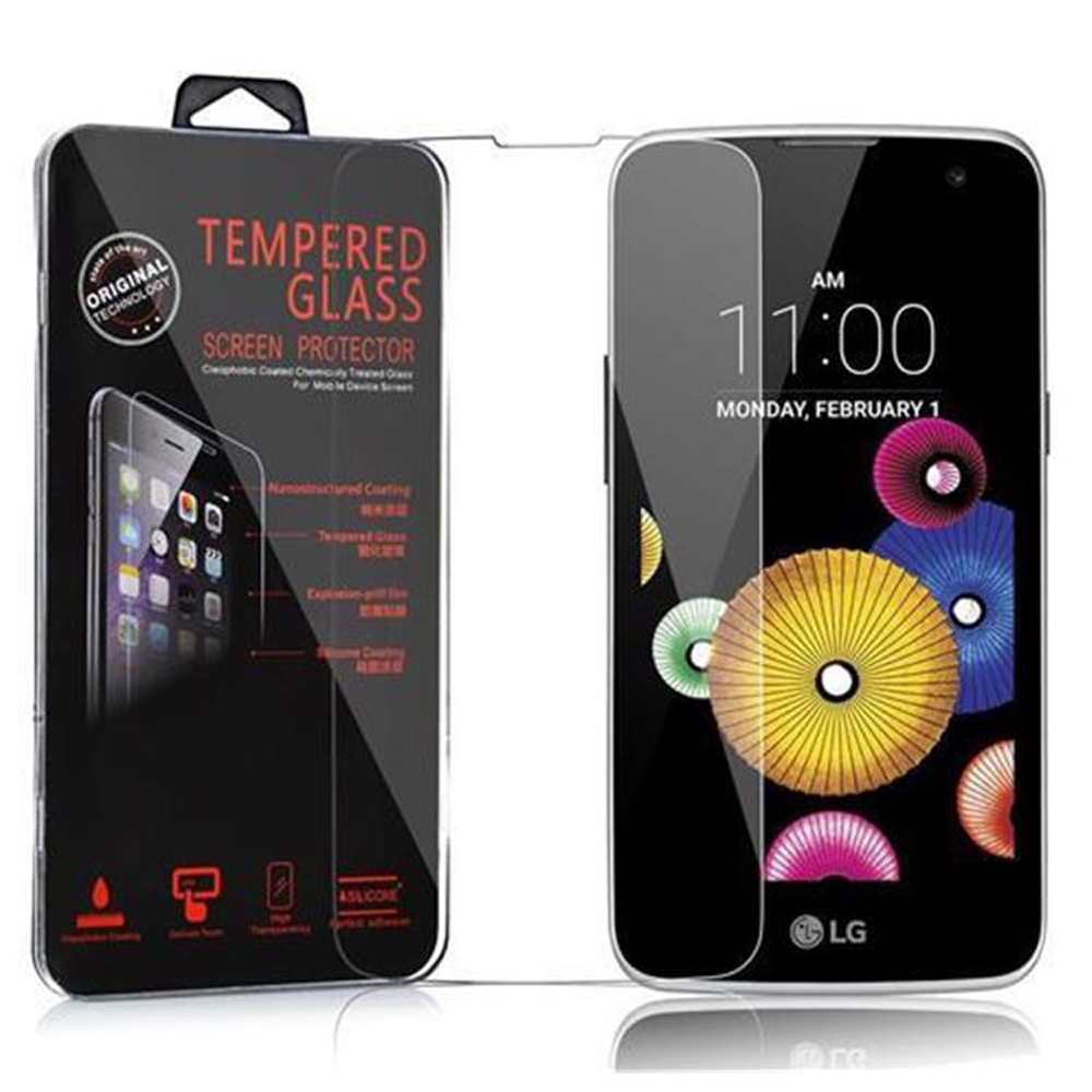 Un kit de protector de pantalla con un teléfono y superposiciones gráficas coloridas en la pantalla.