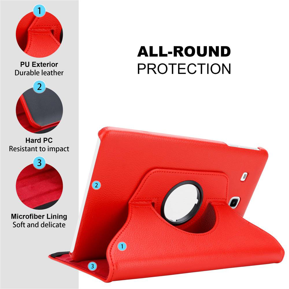 Rote Tablettasche mit Standfunktion und drei Schutzschichten.